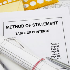 Method of statement brochure with blueprint concept.