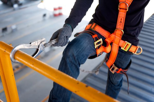 construction workers safety harness working at height
